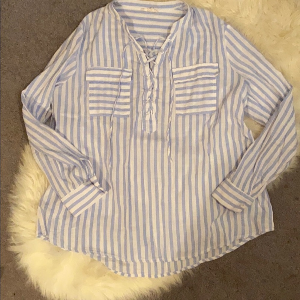 Light blue striped blouse